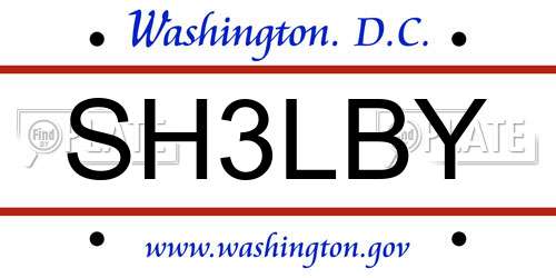 SH3LBY District Of Columbia License Plate
