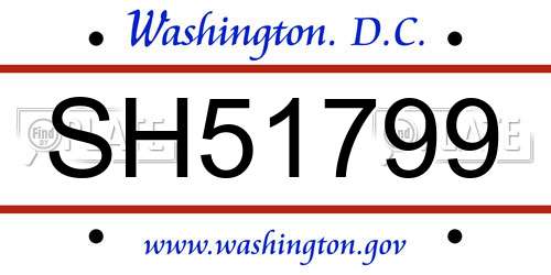 SH51799 District Of Columbia License Plate