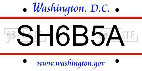 SH6B5A District Of Columbia License Plate