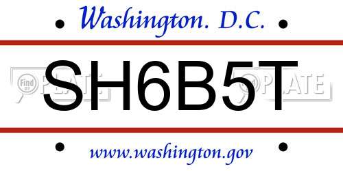 SH6B5T District Of Columbia License Plate