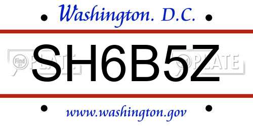 SH6B5Z District Of Columbia License Plate