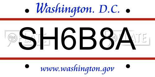 SH6B8A District Of Columbia License Plate
