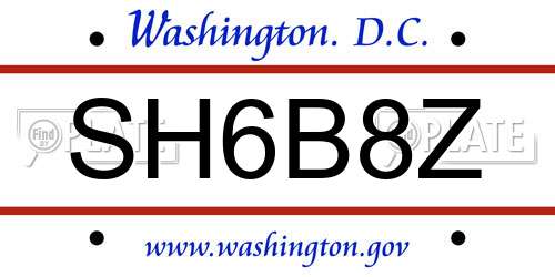 SH6B8Z District Of Columbia License Plate