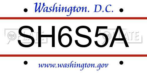 SH6S5A District Of Columbia License Plate
