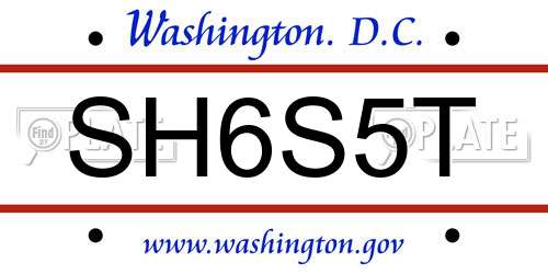SH6S5T District Of Columbia License Plate