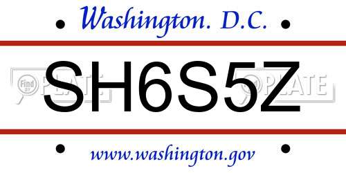 SH6S5Z District Of Columbia License Plate