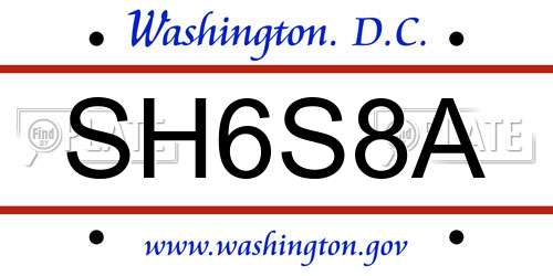 SH6S8A District Of Columbia License Plate