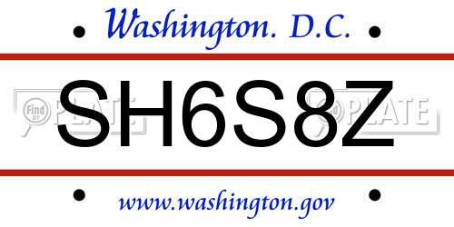 SH6S8Z District Of Columbia License Plate