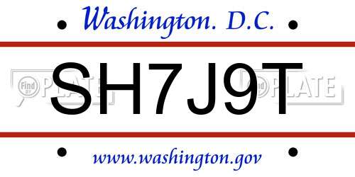 SH7J9T District Of Columbia License Plate