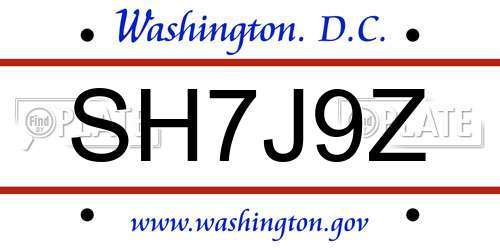 SH7J9Z District Of Columbia License Plate