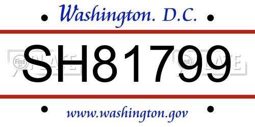 SH81799 District Of Columbia License Plate