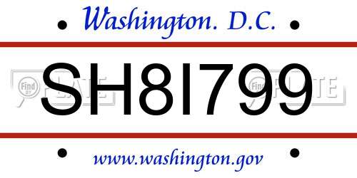 SH8I799 District Of Columbia License Plate
