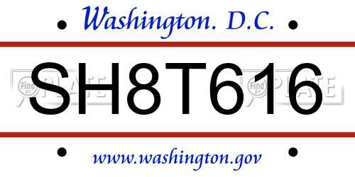 SH8T616 District Of Columbia License Plate