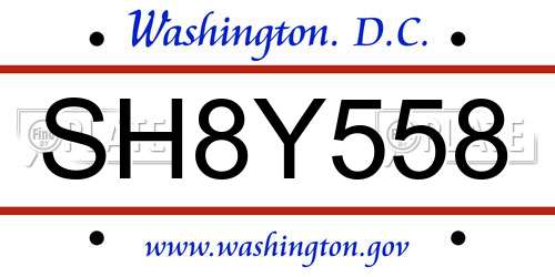 SH8Y558 District Of Columbia License Plate