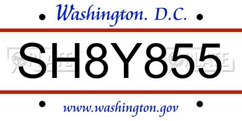 SH8Y855 District Of Columbia License Plate