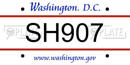 SH907 District Of Columbia License Plate