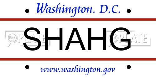 SHAHG District Of Columbia License Plate
