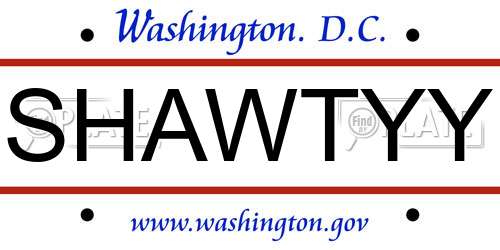 SHAWTYY District Of Columbia License Plate