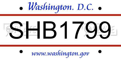 SHB1799 District Of Columbia License Plate