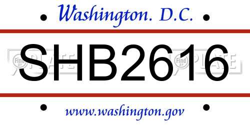 SHB2616 District Of Columbia License Plate