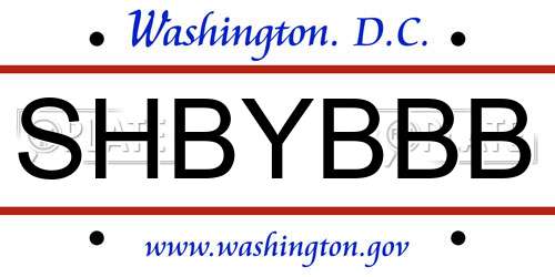 SHBYBBB District Of Columbia License Plate