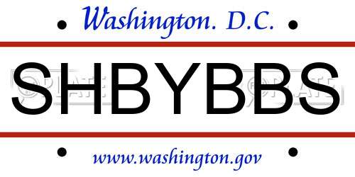 SHBYBBS District Of Columbia License Plate
