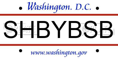 SHBYBSB District Of Columbia License Plate