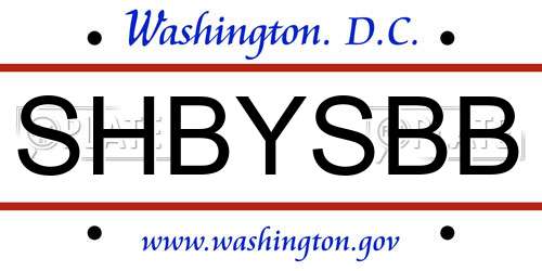 SHBYSBB District Of Columbia License Plate