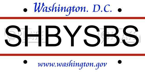 SHBYSBS District Of Columbia License Plate