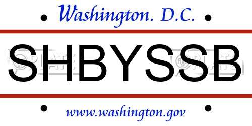 SHBYSSB District Of Columbia License Plate
