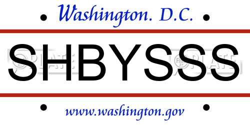 SHBYSSS District Of Columbia License Plate