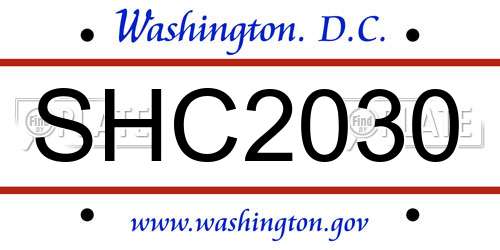 SHC2030 District Of Columbia License Plate