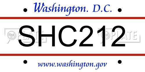 SHC212 District Of Columbia License Plate