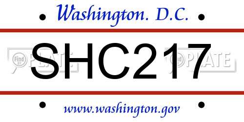 SHC217 District Of Columbia License Plate
