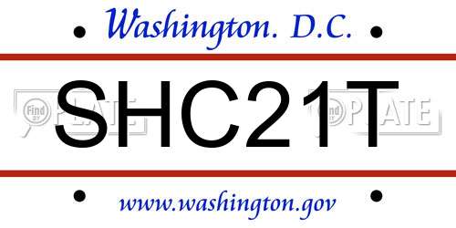SHC21T District Of Columbia License Plate