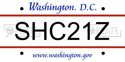 SHC21Z District Of Columbia License Plate
