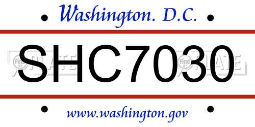 SHC7030 District Of Columbia License Plate