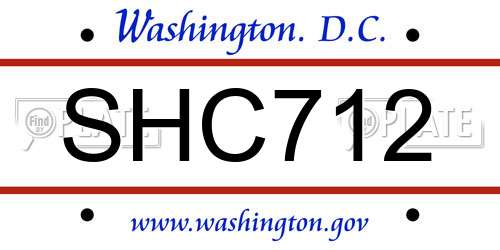 SHC712 District Of Columbia License Plate