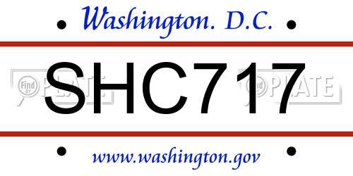 SHC717 District Of Columbia License Plate