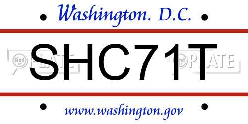 SHC71T District Of Columbia License Plate