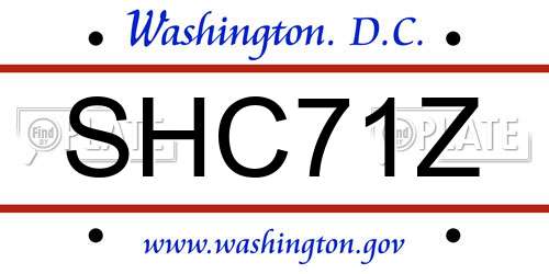 SHC71Z District Of Columbia License Plate
