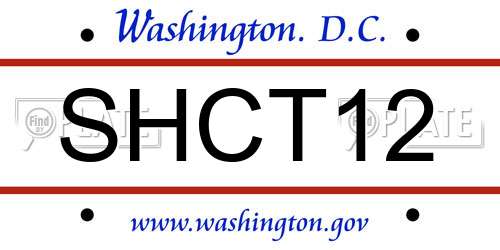 SHCT12 District Of Columbia License Plate