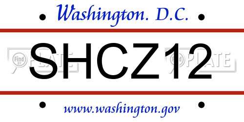 SHCZ12 District Of Columbia License Plate