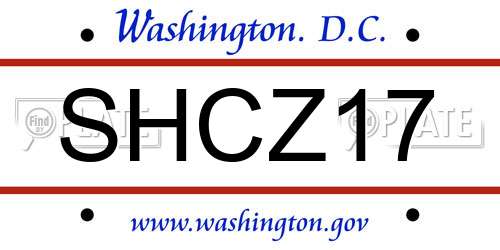 SHCZ17 District Of Columbia License Plate