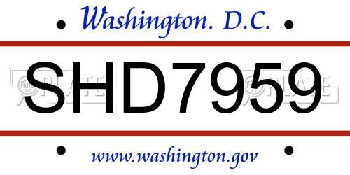 SHD7959 District Of Columbia License Plate
