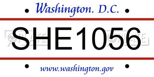 SHE1056 District Of Columbia License Plate