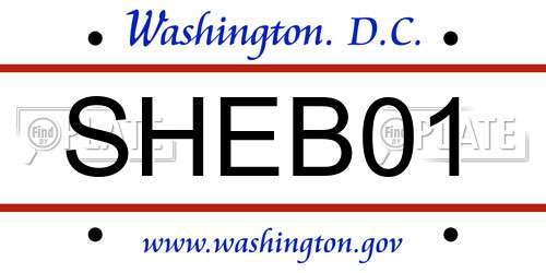 SHEB01 District Of Columbia License Plate