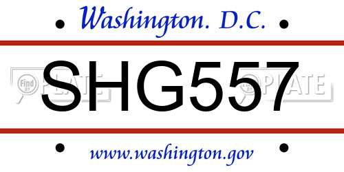 SHG557 District Of Columbia License Plate