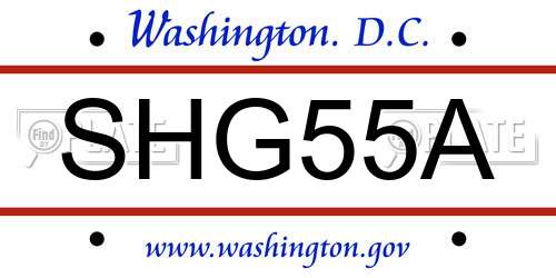 SHG55A District Of Columbia License Plate