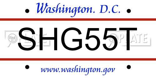 SHG55T District Of Columbia License Plate
